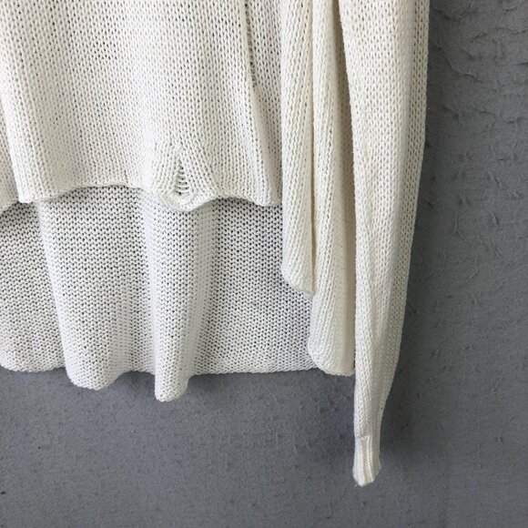 Wooden Ships Sweater Womens M/L White Distressed Open Knit Hi-Low Pullover Boho - Picture 10 of 15